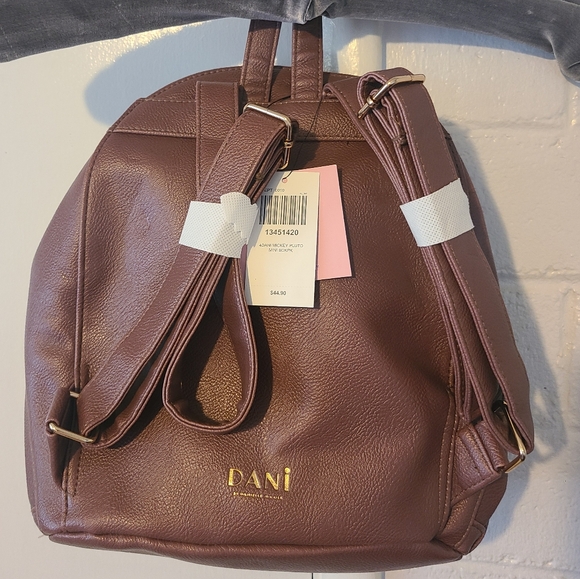NWT Dani By Danielle Nicole Disney Mickey Mouse & Pluto Mini Backpack, Brown - Picture 2 of 2